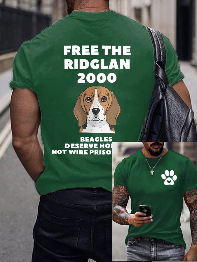 Men's Beagles Deserve Homes Not Wired Prison Cells Print Round Neck T-shirt