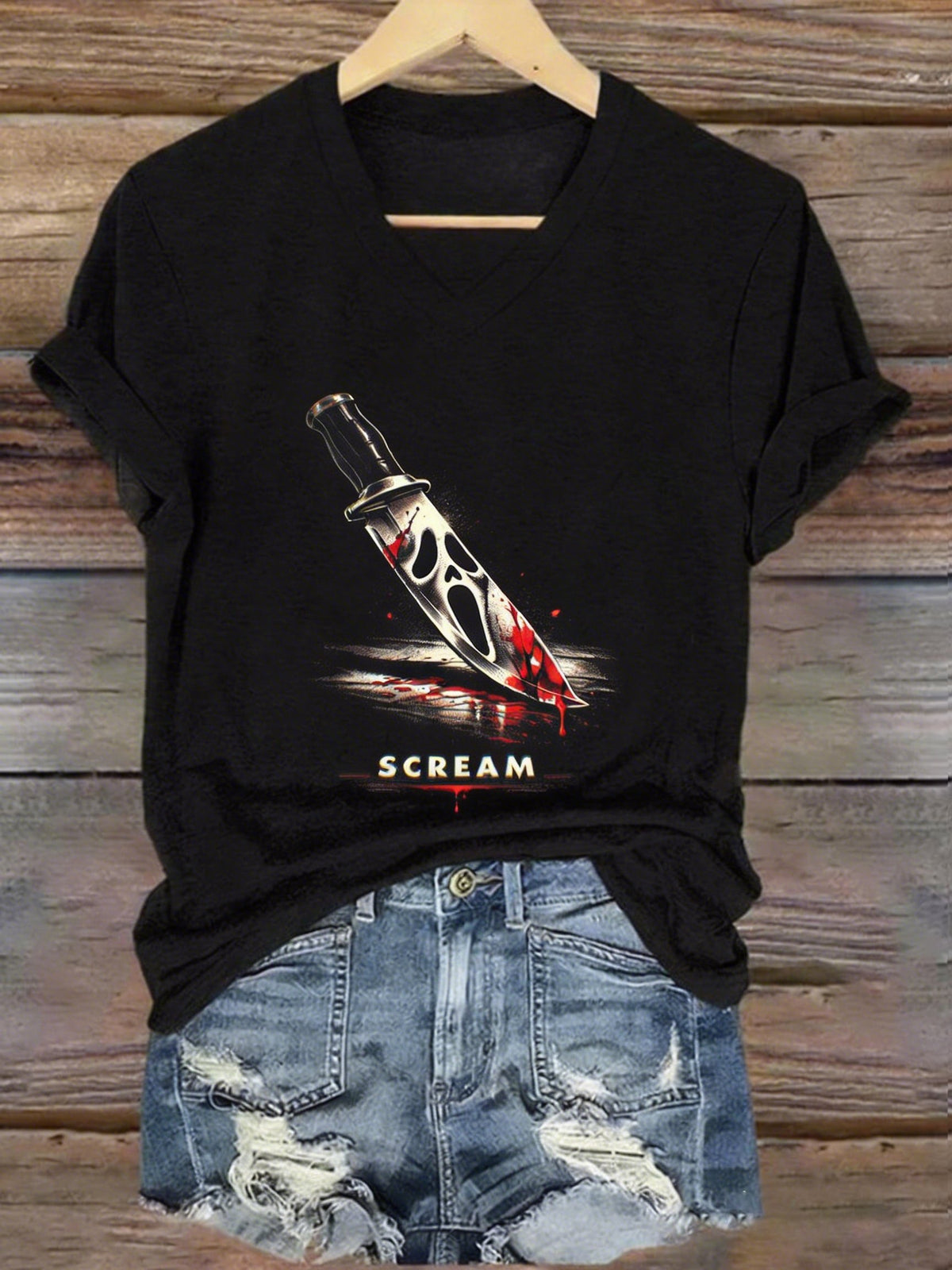 Women's Horror Movie Print T-shirt