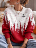 🔥🔥2nd 50% Off 🔥🔥Women's Christmas Faith Print Casual Knit Top