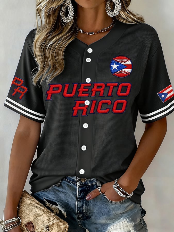 Women's  Baseball  Print Shirt