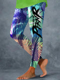 Puerto Rico Coconut Tree Logo Colorful Bright Print Leggings