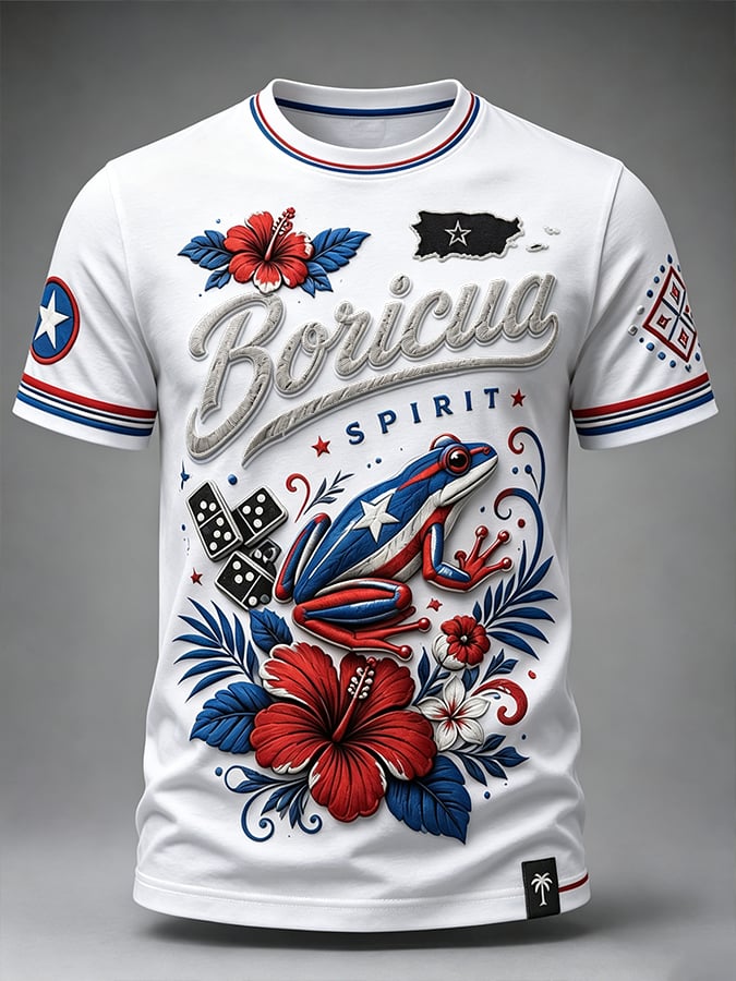 Men's Puerto Rico Art Printed Short-sleeved T-shirt