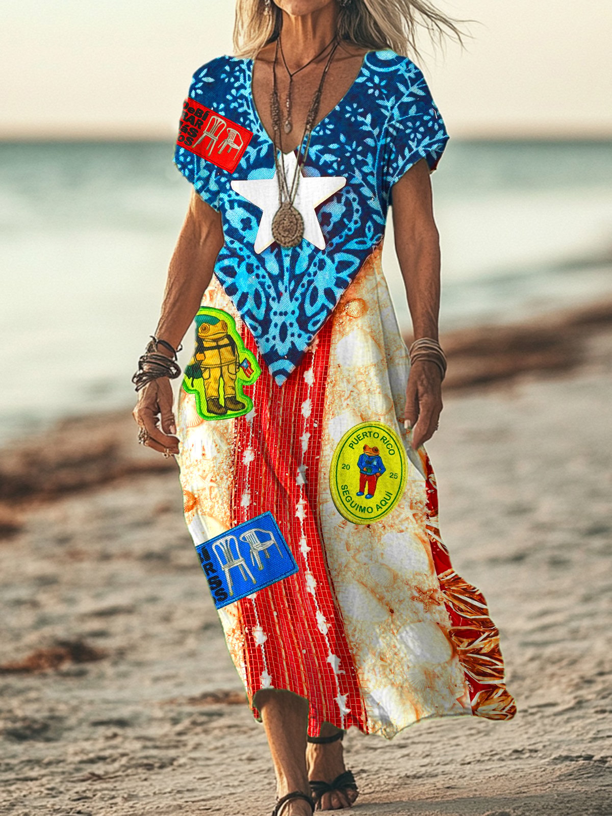 Puerto Rican Colorful Classic Vintage Women's Casual Dress