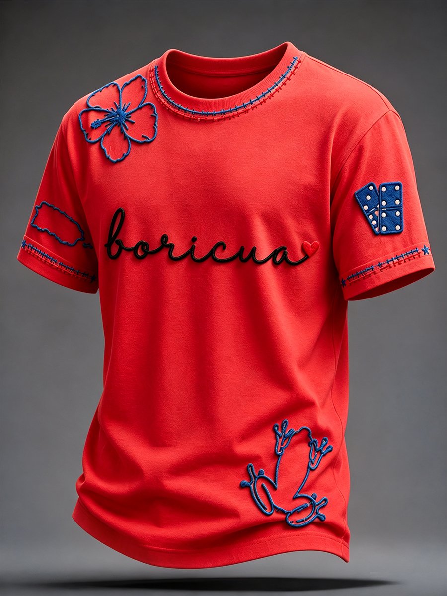 Men's Puerto Rico Art Printed Short-sleeved T-shirt