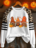 Women'S Fall Gnome Pumpkins Print Raglan Sleeve Sweatshirt