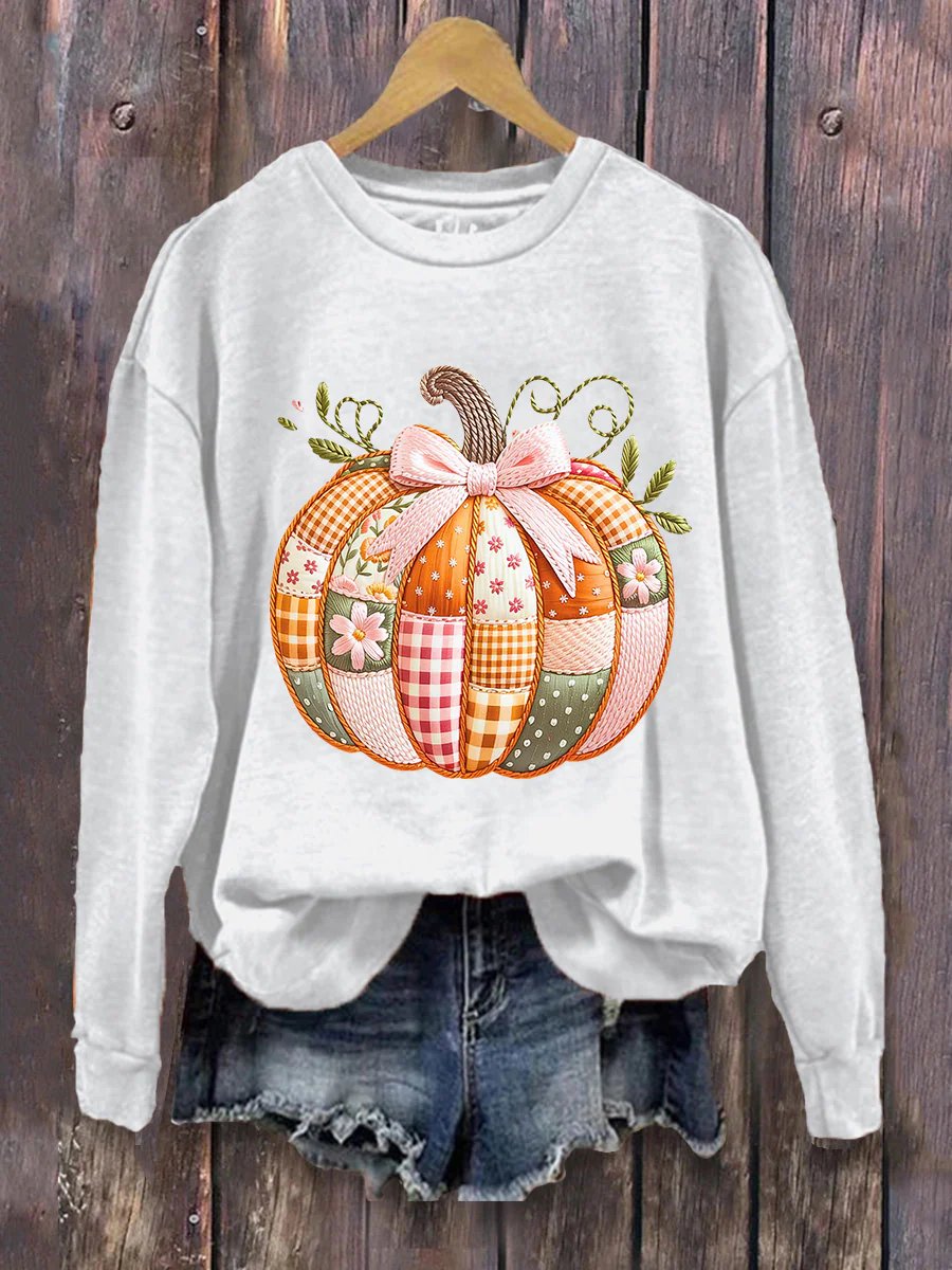 Women's Pumpkin Art Print Sweatshirt