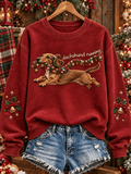 Women's Retro Christmas Dog  Print Top