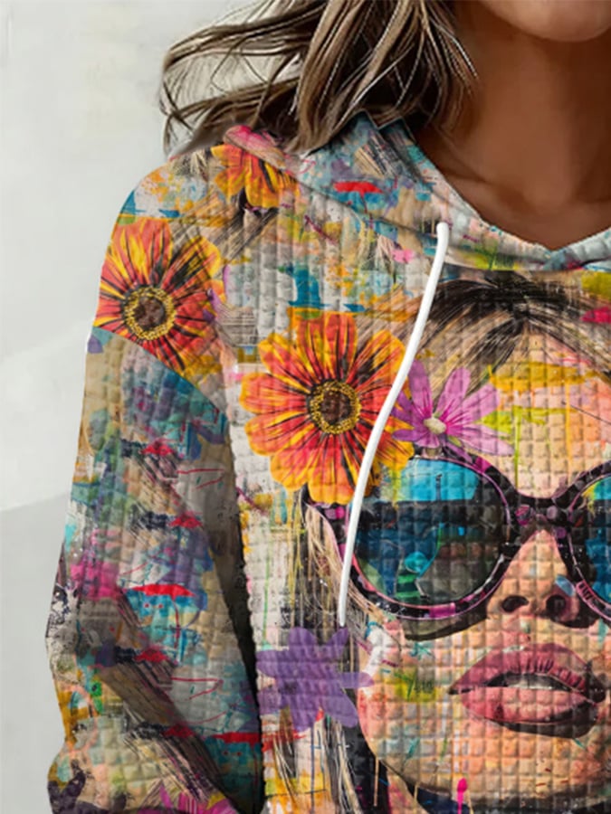 Retro B.B. Watercolor Painting Print Hoodie