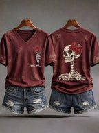 Women's Retro Halloween Well, Shit... Print V Neck T-Shirt