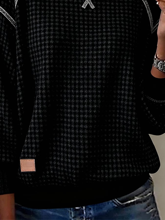 Women's Crew Neck Long Sleeve Waffle Sweatshirt