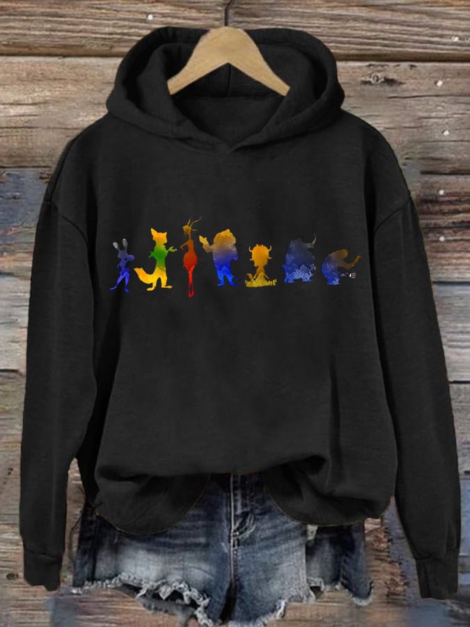 Retro Animals Print Hoodie