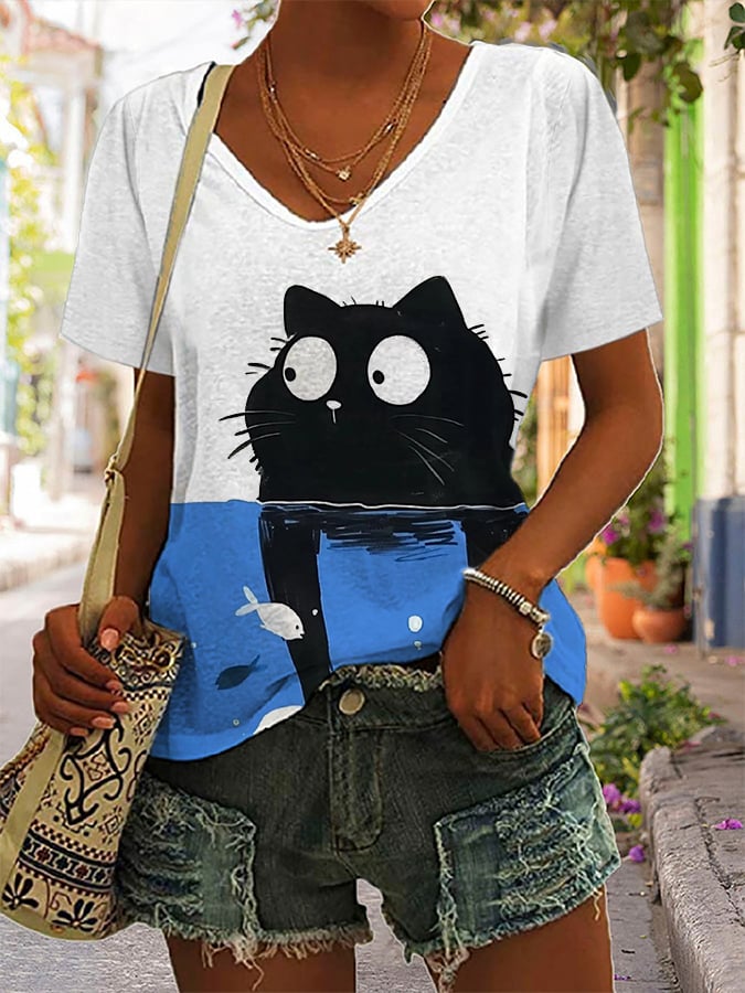 Women's Cute Cats Animals  Print Shirt