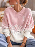 Women's Christmas Print Casual Knit Top
