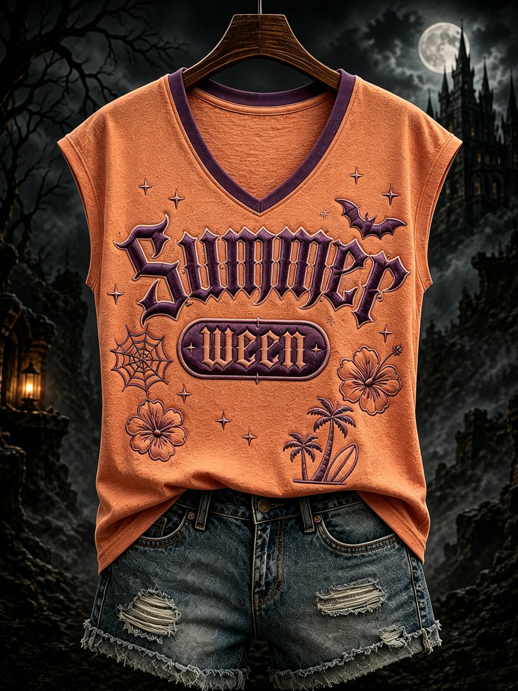 Women's Summer Spooky Halloween Print Top