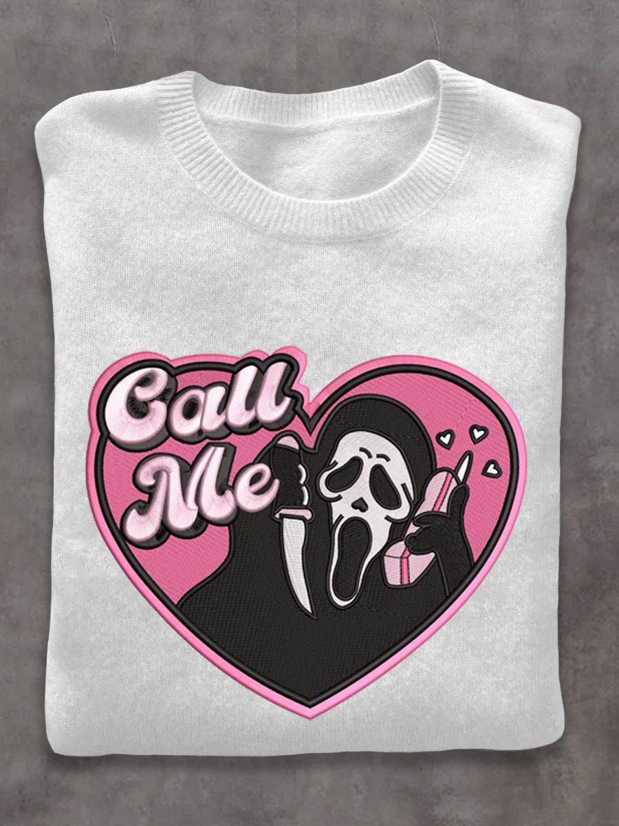 Grim Reaper Call Me Halloween Art Print Thin Sweater