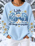 Women's With God All things are possible Casual Long-Sleeve Top