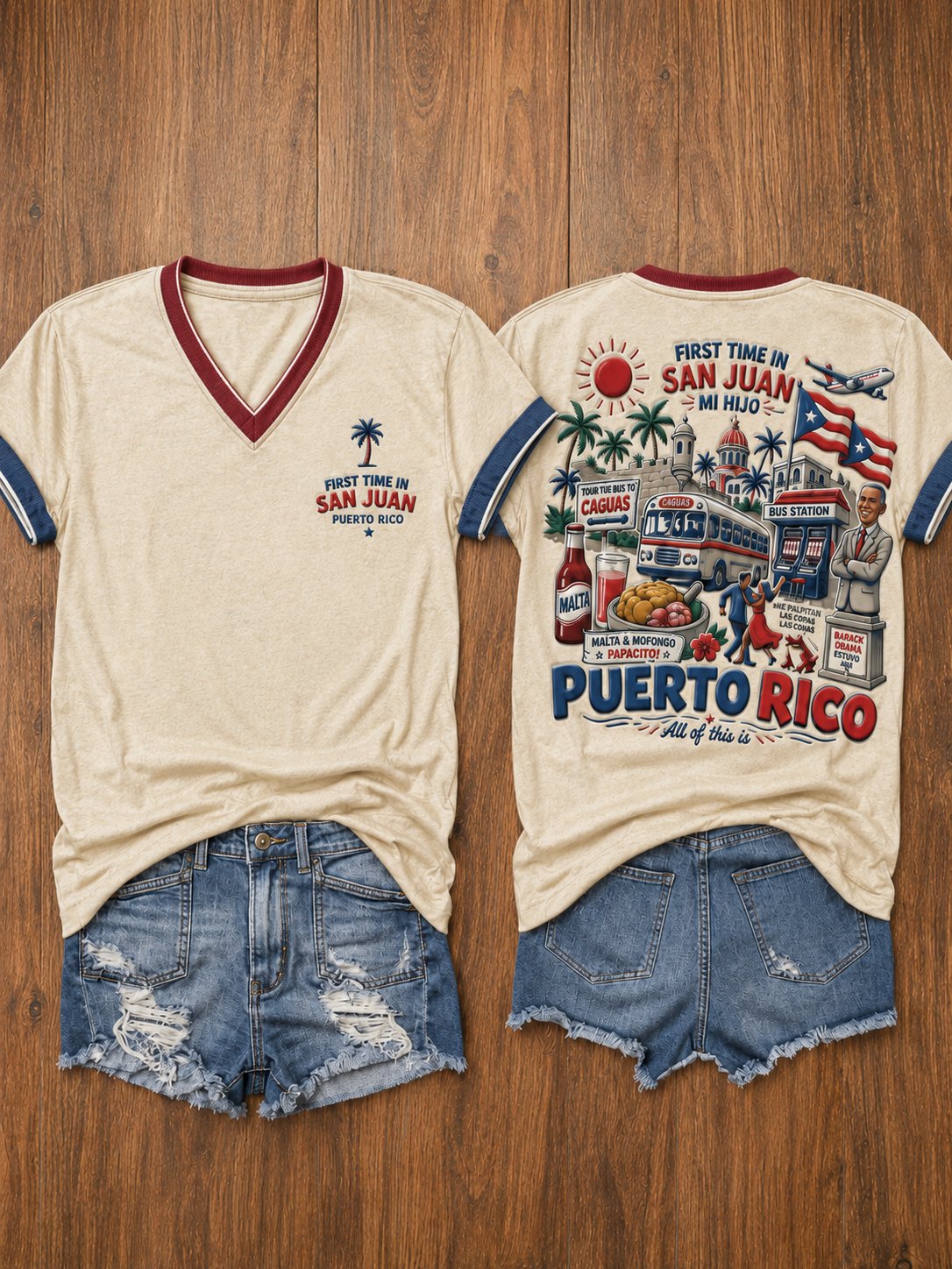 Women's Puerto Rico Pride Art Printed T-shirt