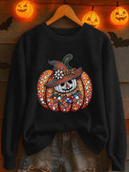 Women's Halloween Pumpkin Print Sweatshirt