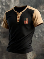 Men's Retro Patriot Patchwork Waffle T-shirt