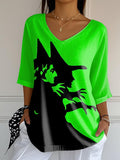 Women's Halloween Witch Print T-Shirt