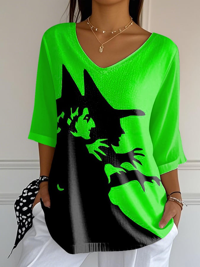 Women's Halloween Witch Print T-Shirt
