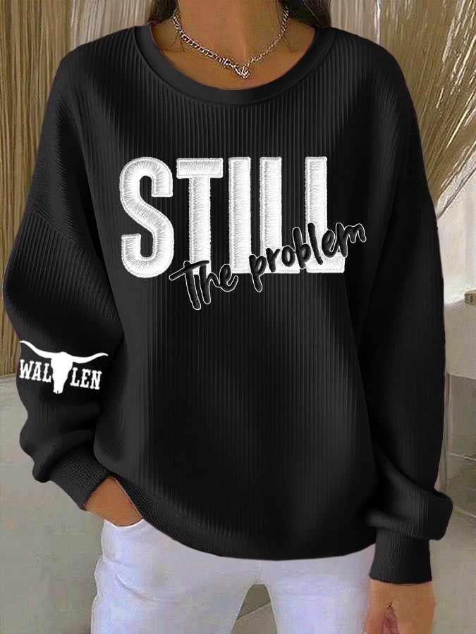 Women's Music Print Round Neck Sweatshirt