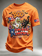 Men's Puerto Rico Halloween Printed Short-Sleeve T-Shirt