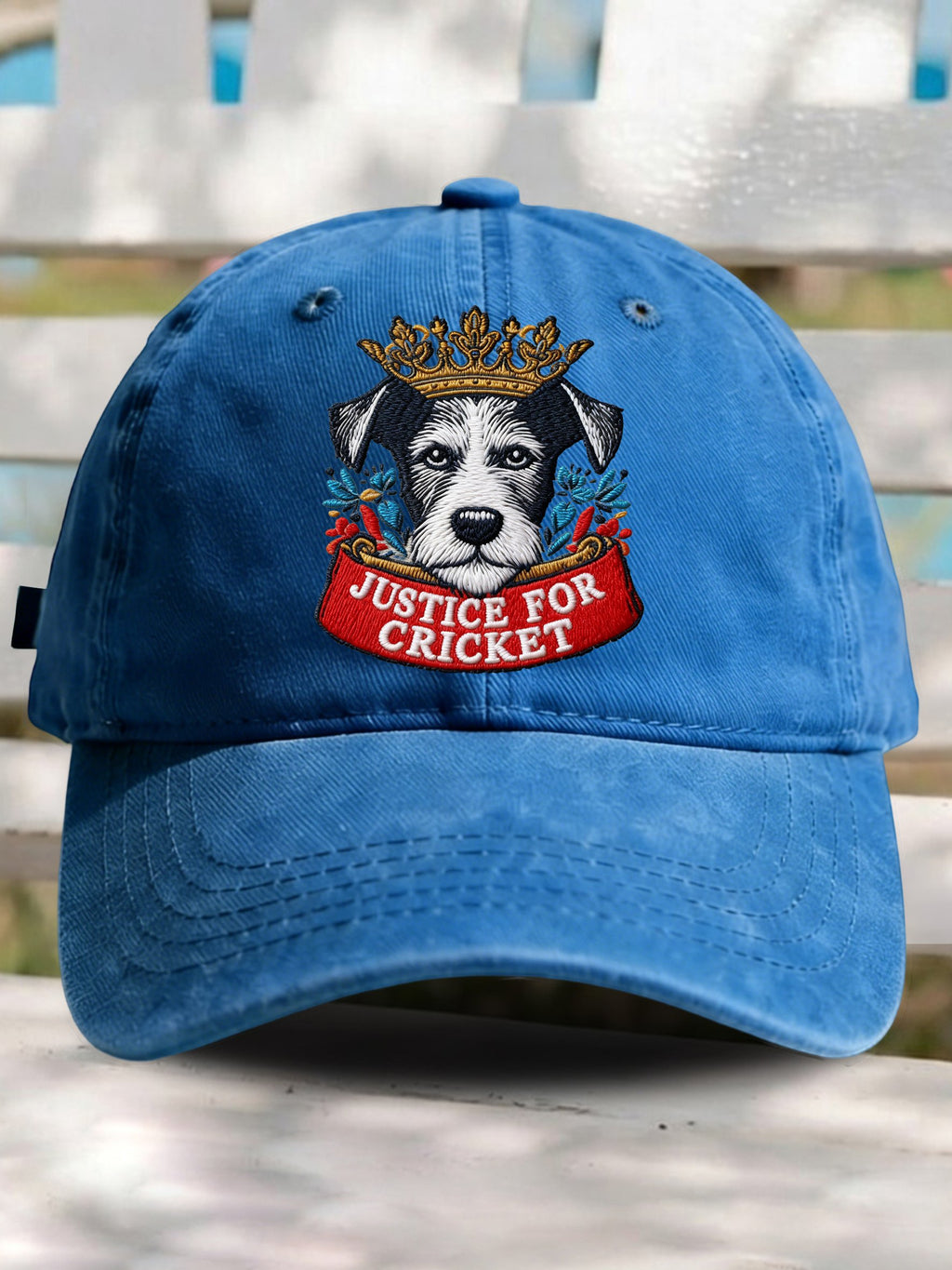 Retro Justice For Cricket Support Animal Protection Dog Lover Print Baseball Cap