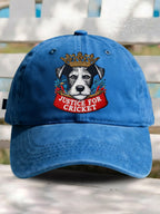 Retro Justice For Cricket Support Animal Protection Dog Lover Print Baseball Cap