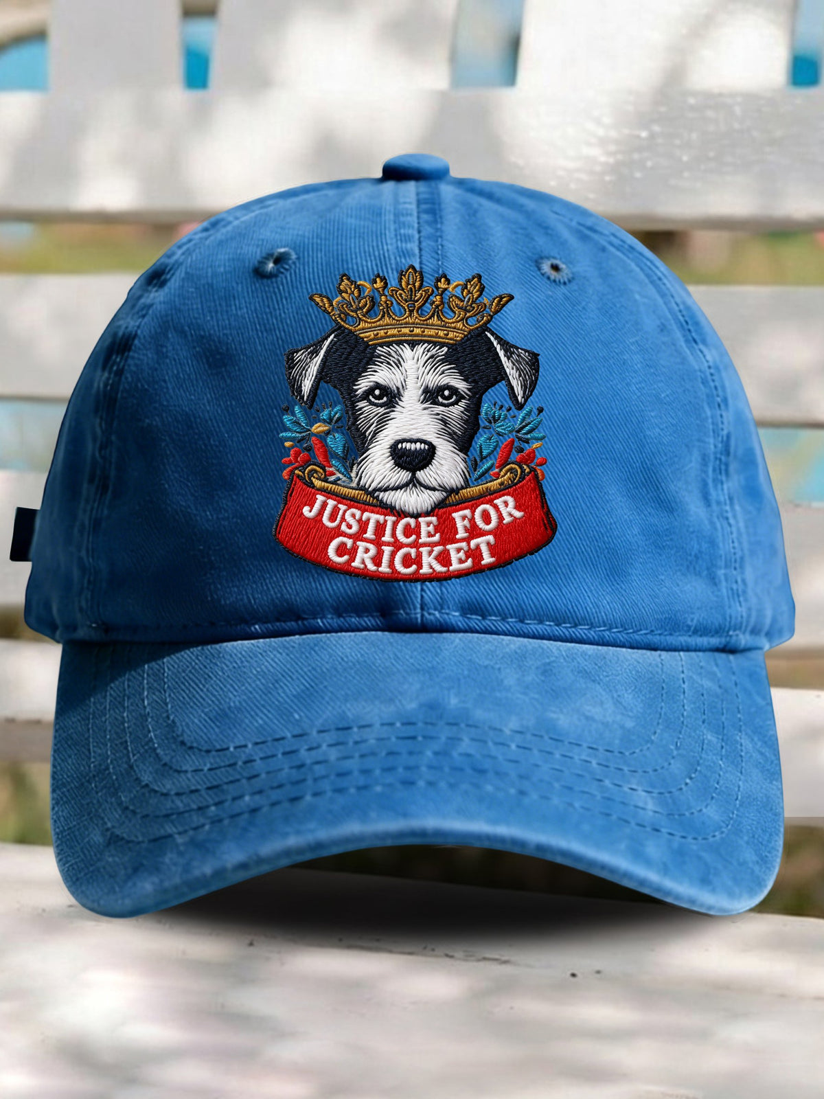 Retro Justice For Cricket Support Animal Protection Dog Lover Print Baseball Cap