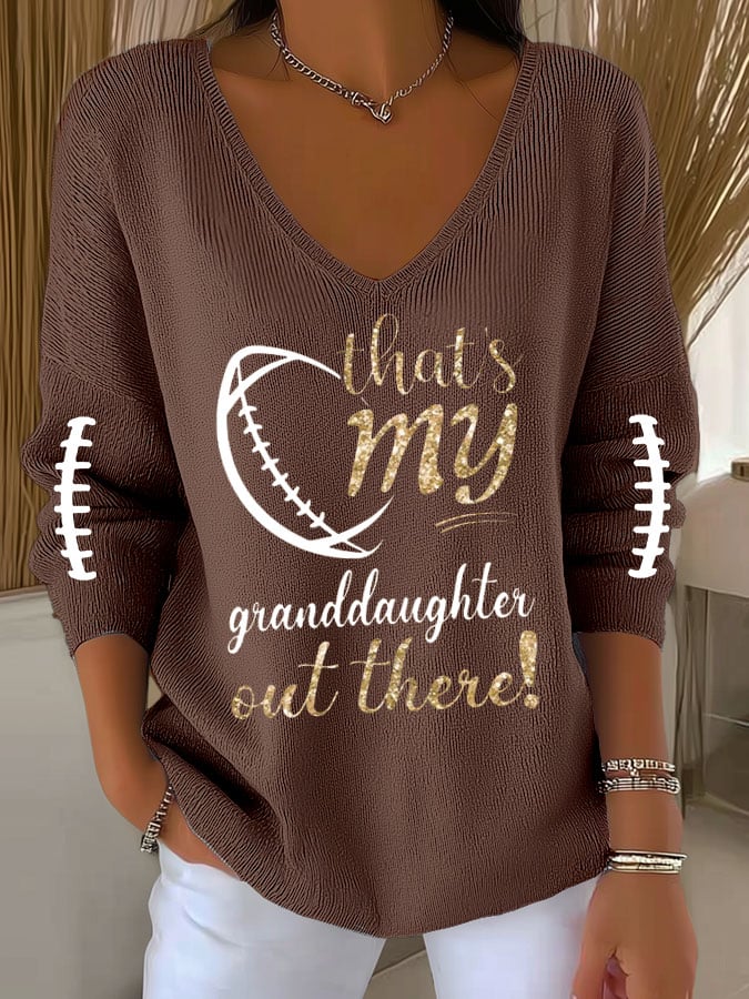 Women's That's My Granddaughter Out There Print  Long-Sleeved T-Shirt