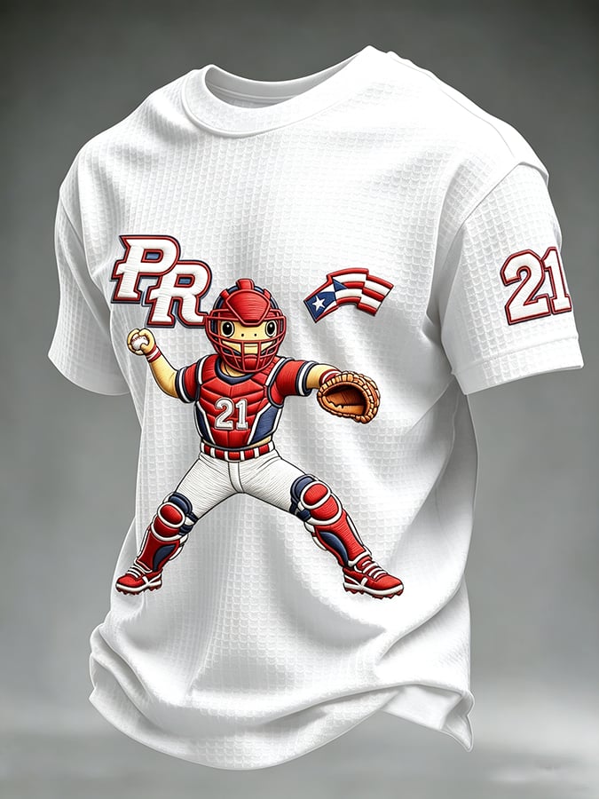 Men's Puerto Rico Baseball Print Short-Sleeve T-Shirt