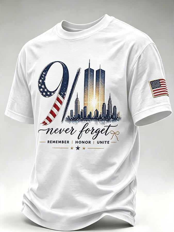 Men's 9.11 Never Forget Print Casual T-shirt