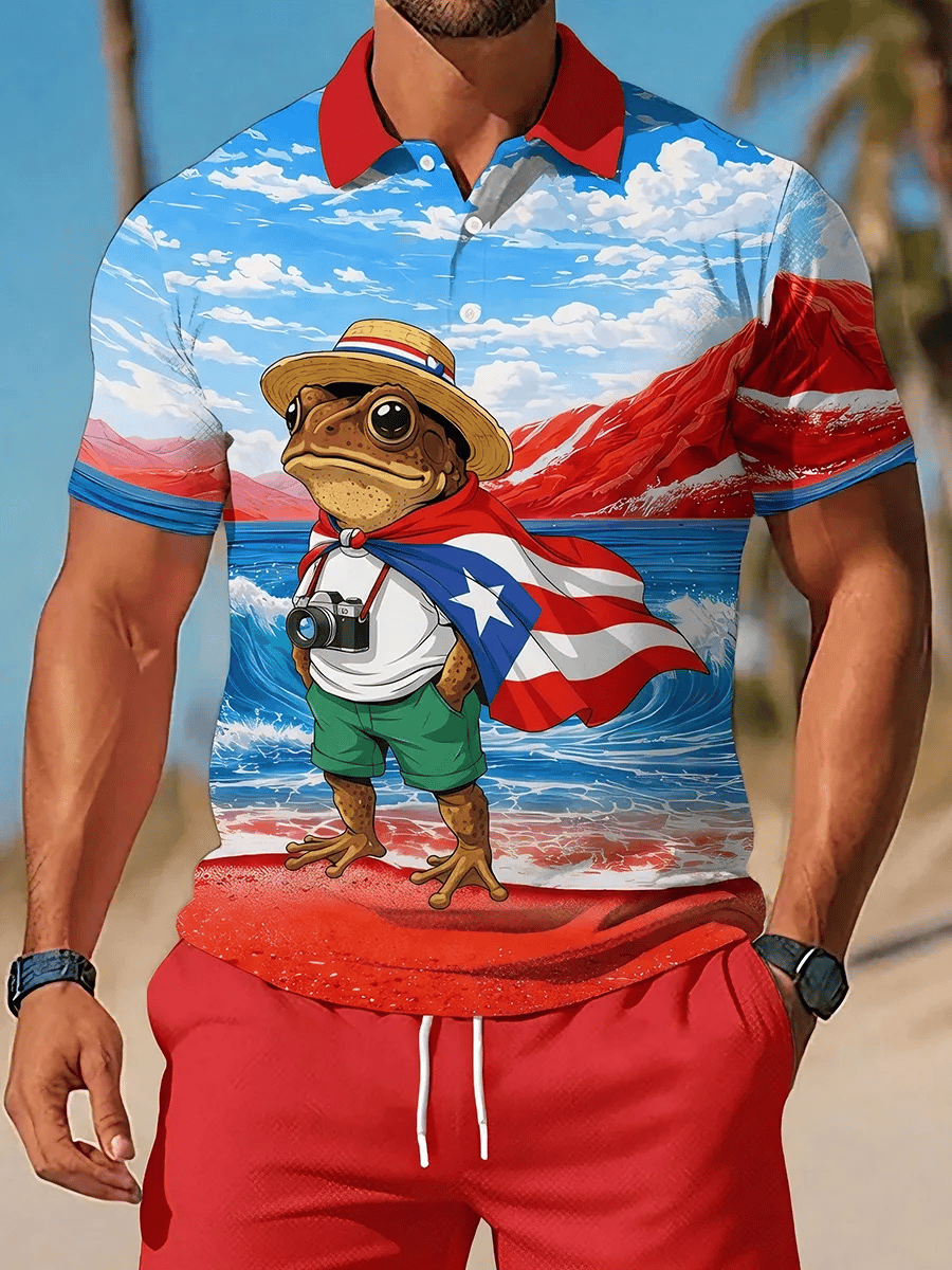 Men's Puerto Rico Print Polo Shirt