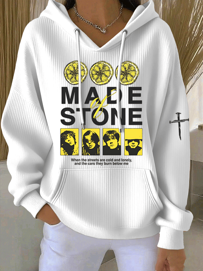 Women's Music Print Casual Hoodie