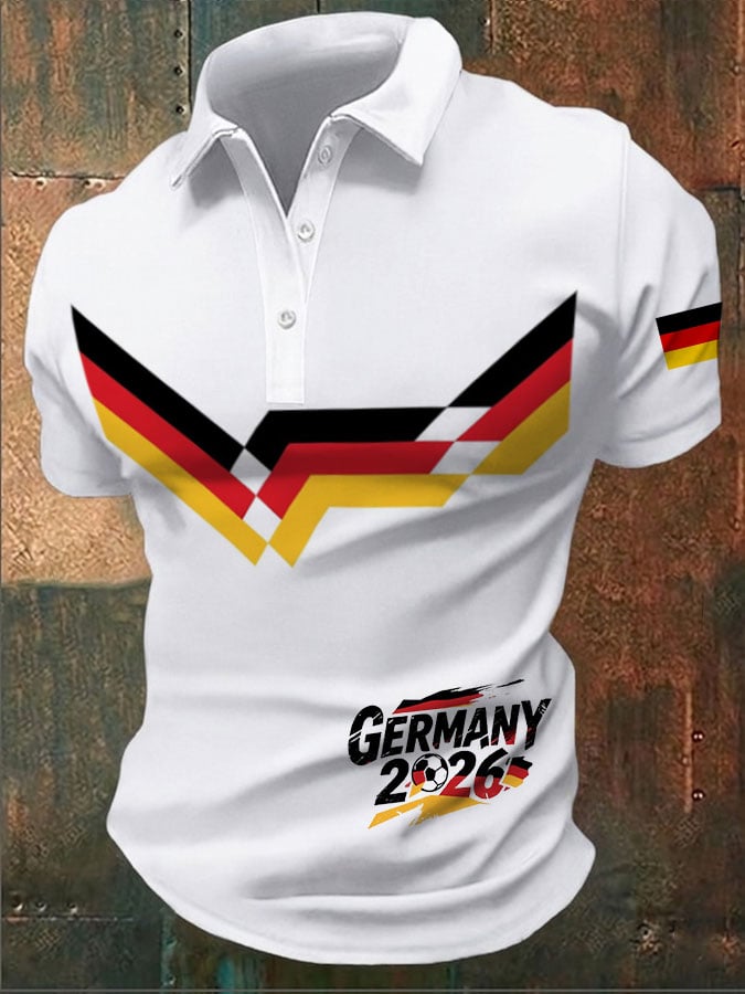 Men's Soccer Print Casual Polo Shirt