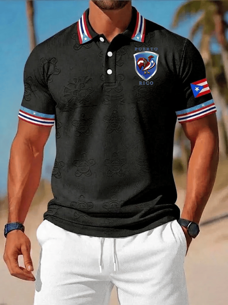 Men's Puerto Rico Print Casual Polo
