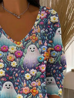 Women'S Cute Ghost Print Casual T-Shirt