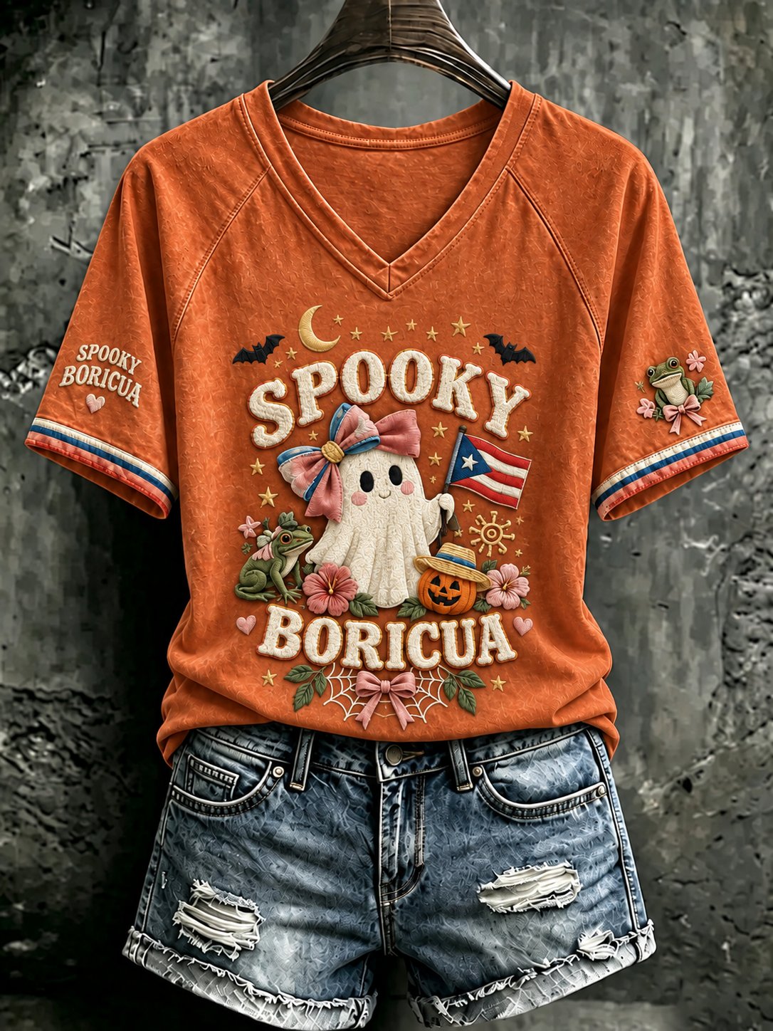 Women'S Puerto Rico Halloween Print T-Shirt