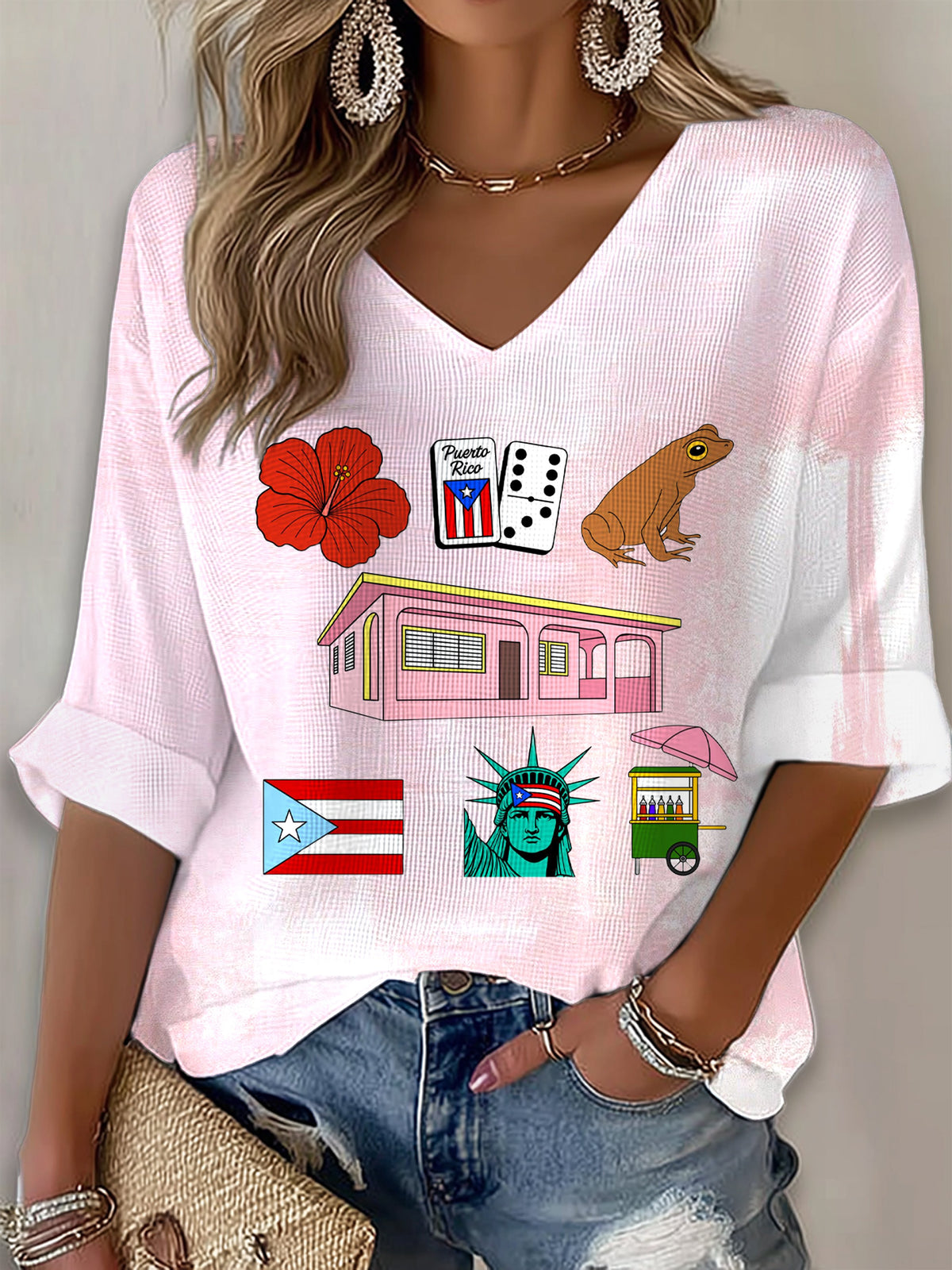 Puerto Rican Singer Printed Long Sleeve Top