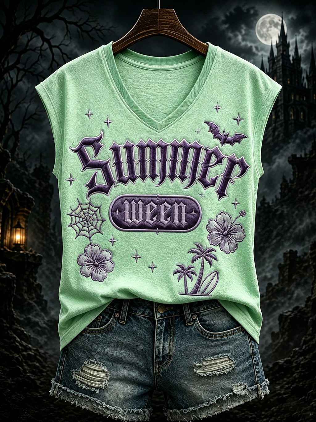 Women's Summer Spooky Halloween Print Top