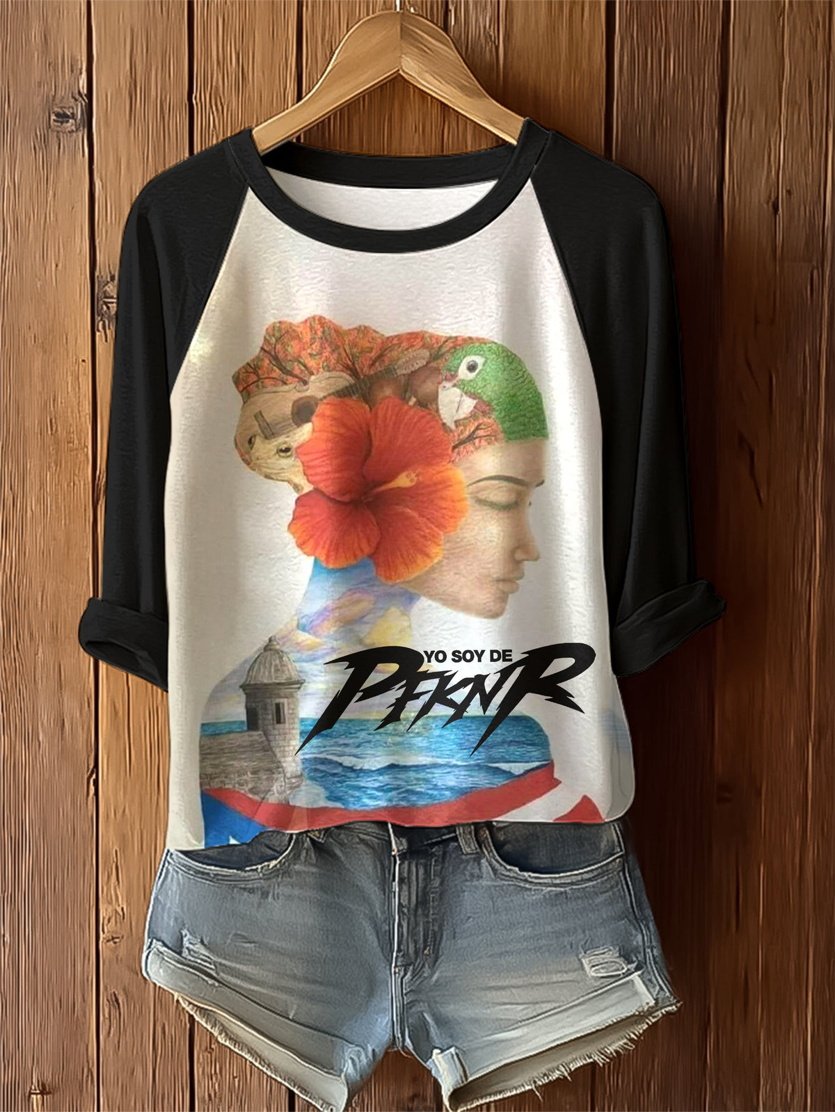 Puerto Rico Singer Printed Raglan Top