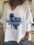 V-neck Retro Texas Strong Hill Country Strong Deliver Me Out Of The Mire Psalm 69:14 Print T-shirt