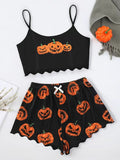 Women'S Halloween Sleeveless Suspender Pajamas Set