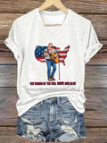 V-Neck The Fading of the Red White and Blue Print T-Shirt