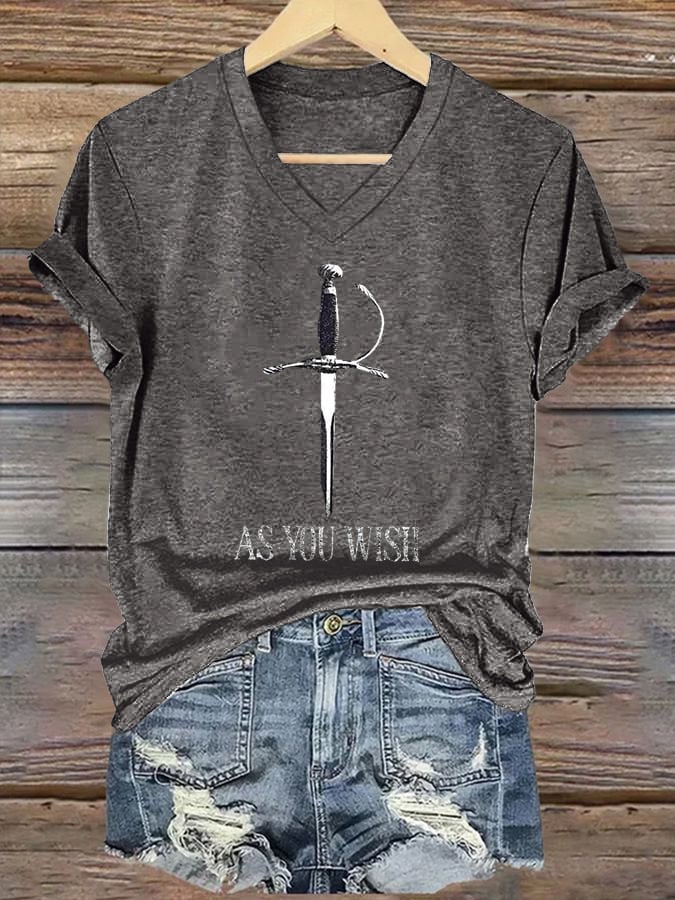 Women's As You Wish Print V Neck T-shirt