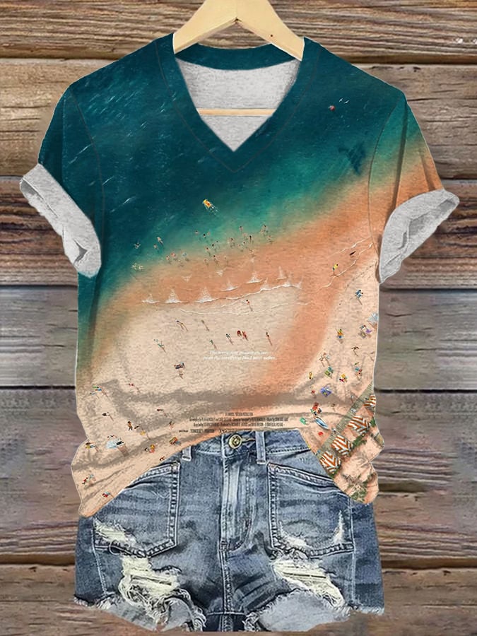 Women's Amity Island 1975 Printed Short-Sleeved T-Shirt