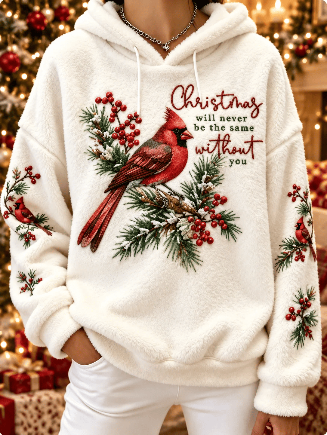 Men's Christmas Printed Casual Flannel Hoodie