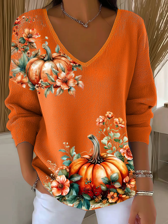 Women's  Autumn Print Casual Striped Fabric Long Sleeve T-shirt