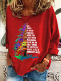 Retro Hippie Christmas I See Trees Of Green, Red Roses Too I See Them Bloom For Me And You And I Think To Myself What A Wonderful World Print Sweatshirt